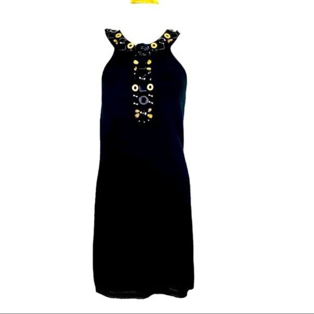 An Original MILLY OF New York 100% Cashmere Racerback Knit Dress Hand Sewn Beads